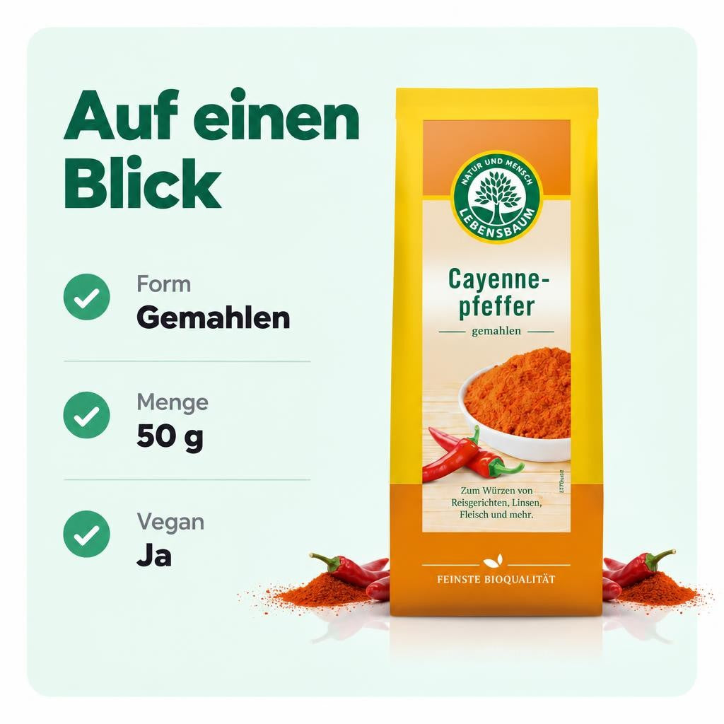 Lebensbaum Bio Cayennepfeffer, gemahlen 50g – Bild 3