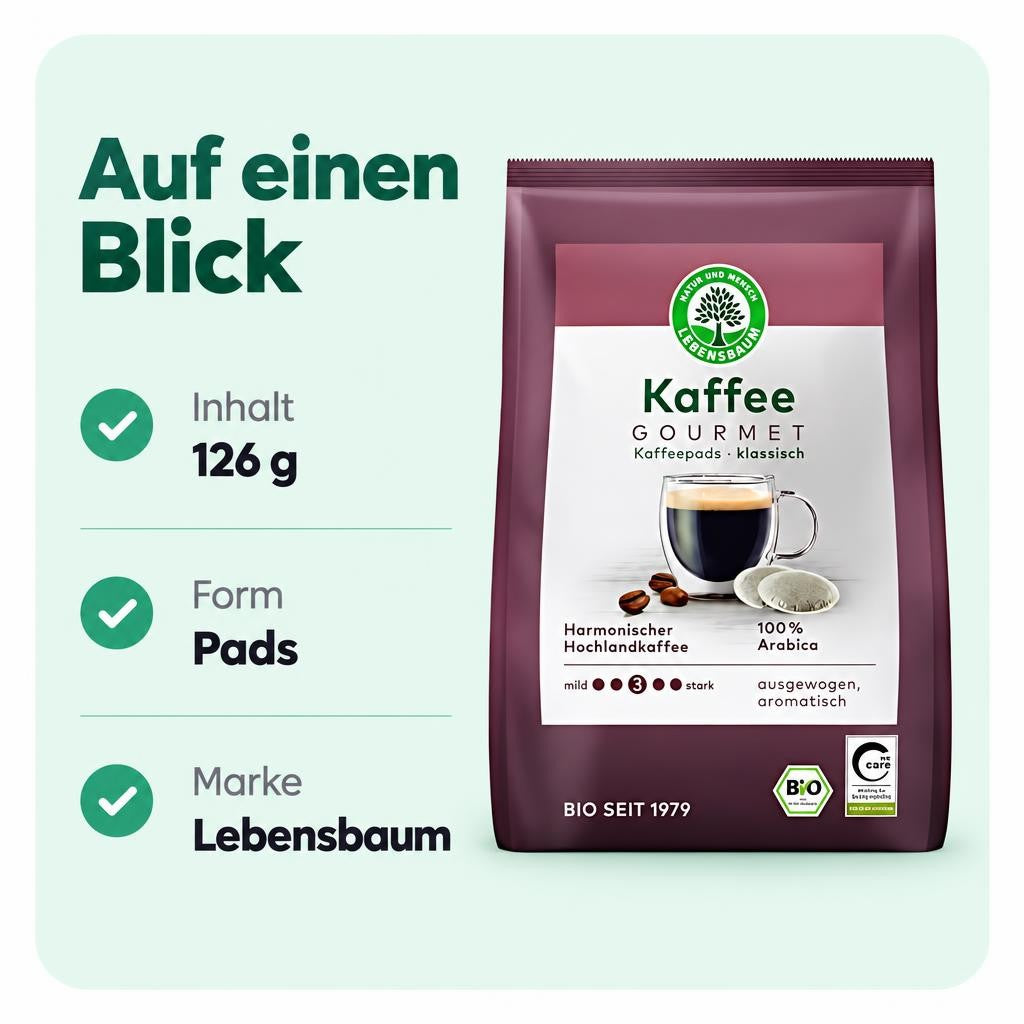 Lebensbaum - Bio Gourmet Caffe Crema Klassisch Pads - 126g – Bild 3