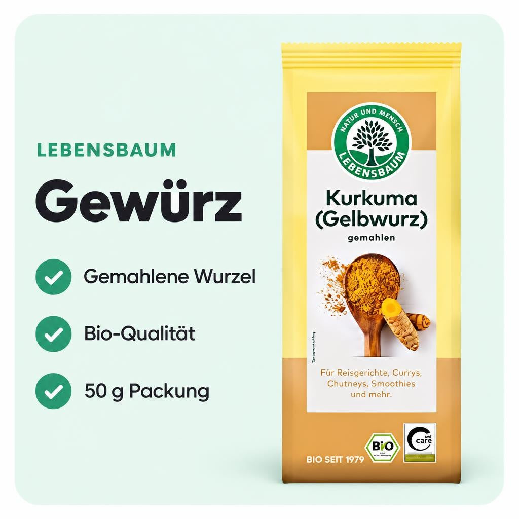 Gemahlener Bio-Kurkuma für Reisgerichte, Currys, Chutneys und Smoothies.