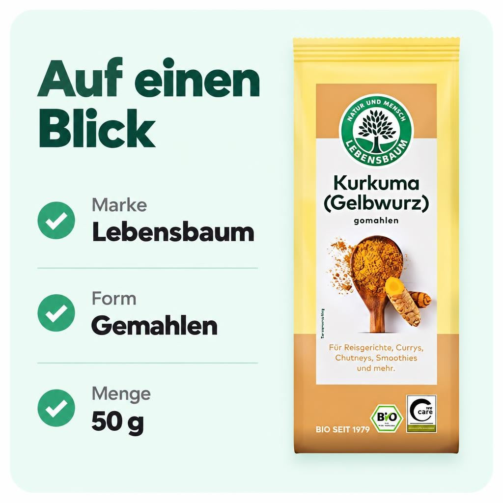 LEBENSBAUM Kurkuma (Gelbwurz), gemahlen, Bio-Gewürz - 50 g – Bild 3