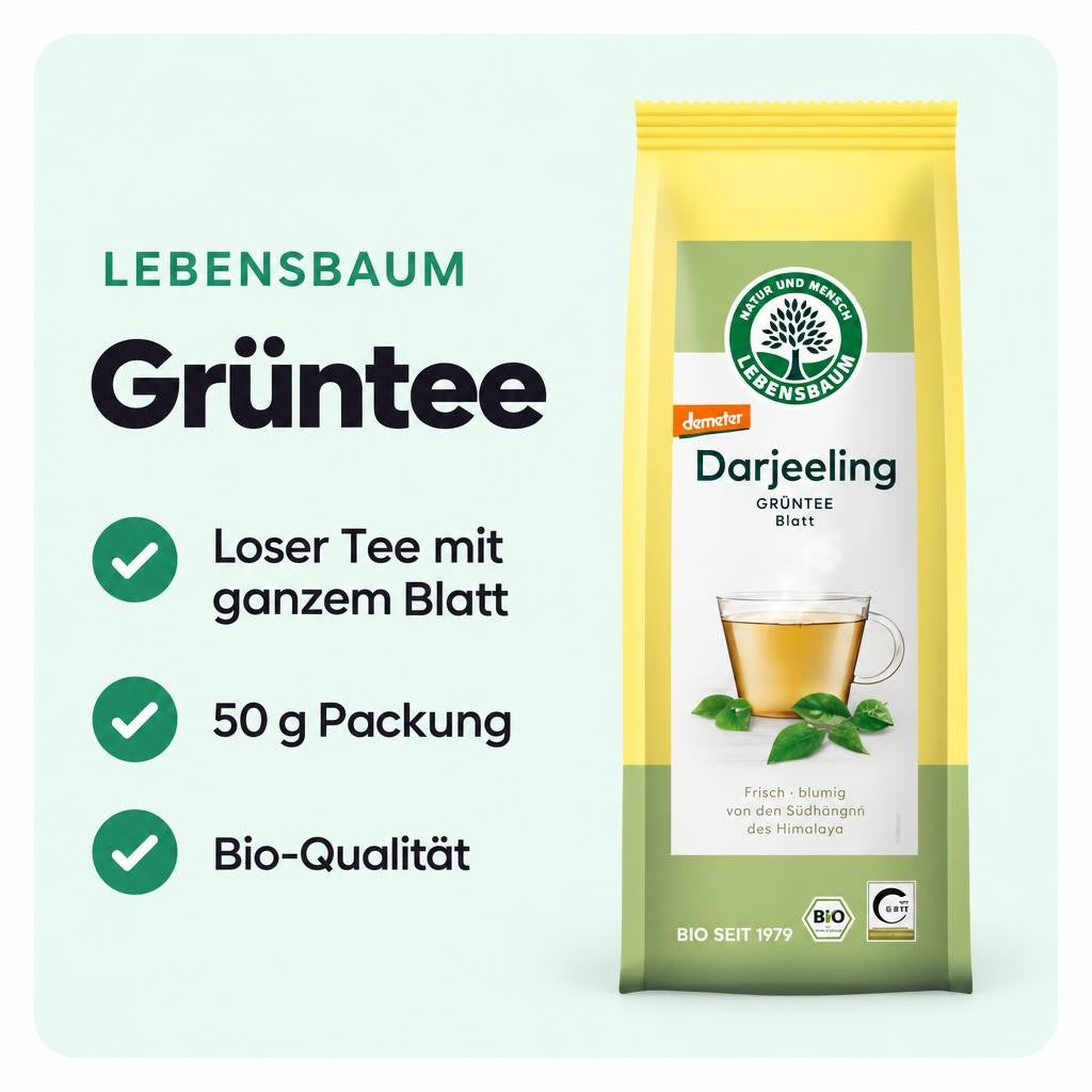 Demeter-Grüntee aus Darjeeling Ambootia mit frisch-blumigem Geschmack.