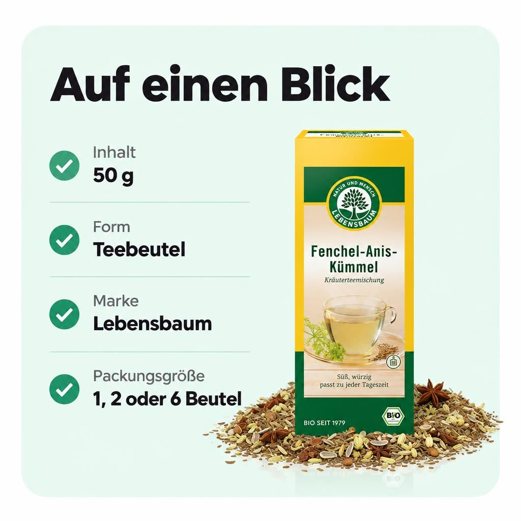Lebensbaum Bio Tee Fenchel-Anis-Kümmel 50g – Bild 3
