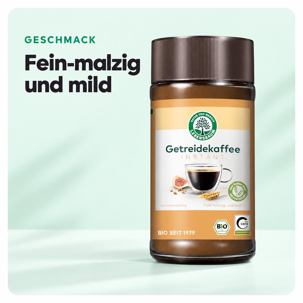 Lebensbaum Bio Getreidekaffee, löslicher, fein-malziger Geschmack, koffeinfreier Instant Kaffee, 100 g – Bild 4