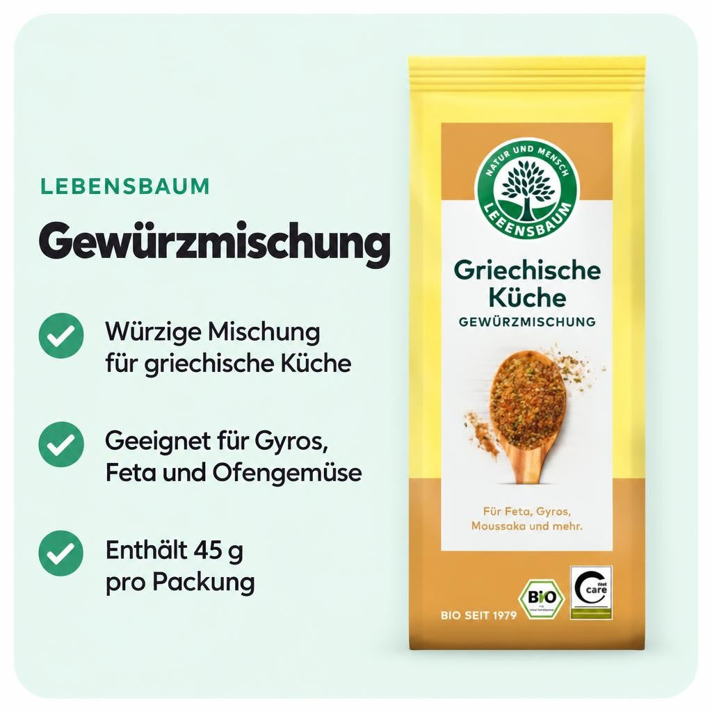 LEBENSBAUM BIO Griechische Küche, Gewürzmischung, 45g – Bild 2