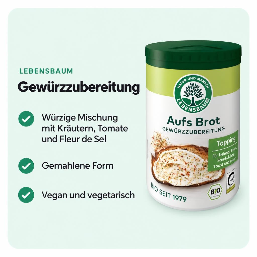 Bio-Gewürzzubereitung für belegte Brote, Sandwiches und Toast.