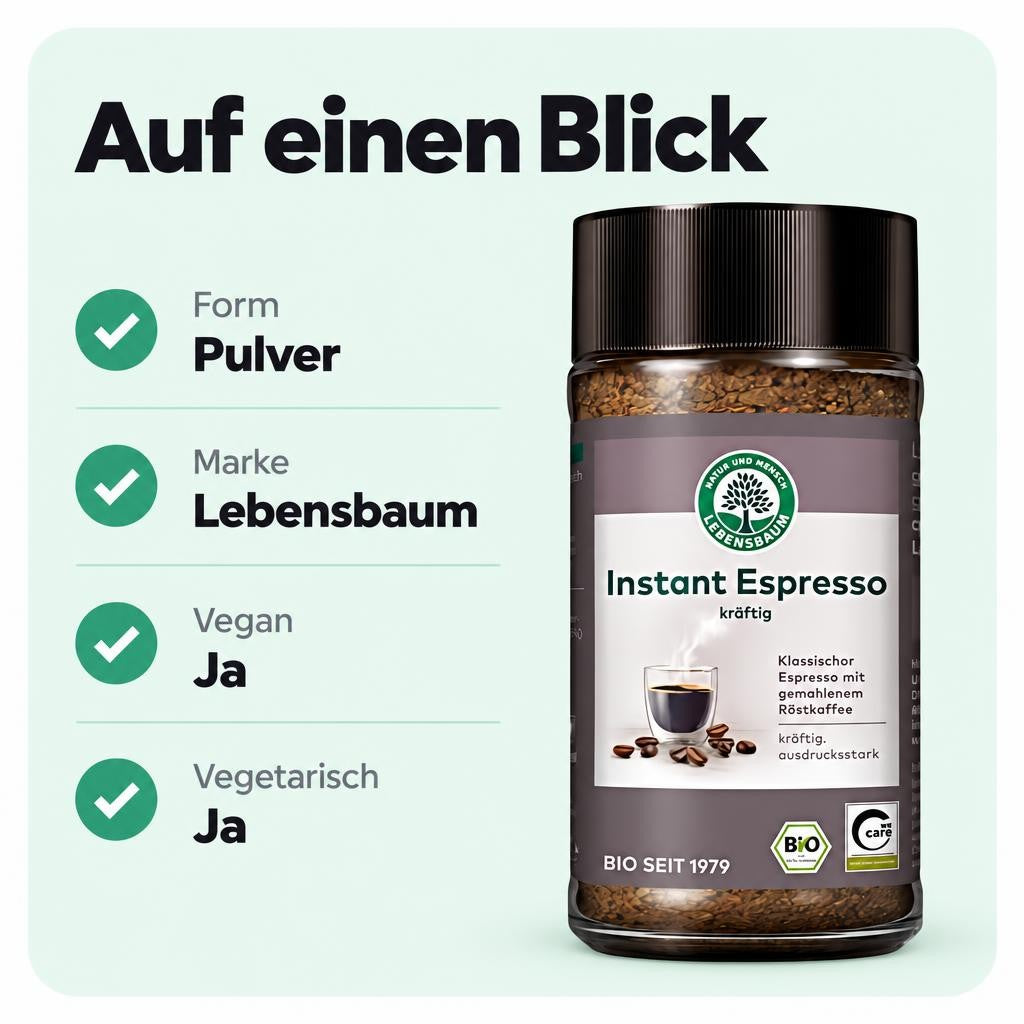 Lebensbaum Instant Espresso, Bio-Kaffee, klassischer Espresso, löslicher Bohnenkaffee - 100g – Bild 3