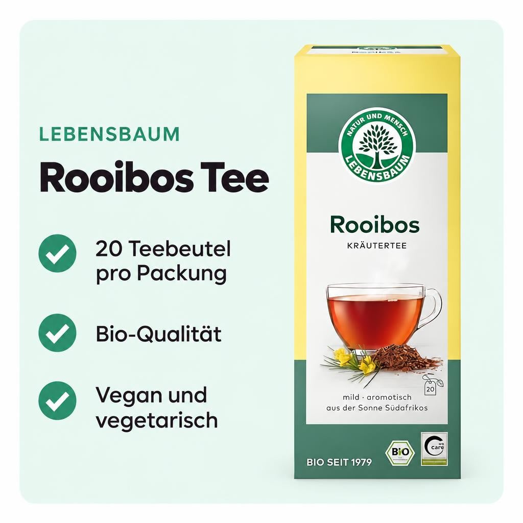 Sanfter Rooibos Kräutertee im Teebeutel für milde Teemomente.