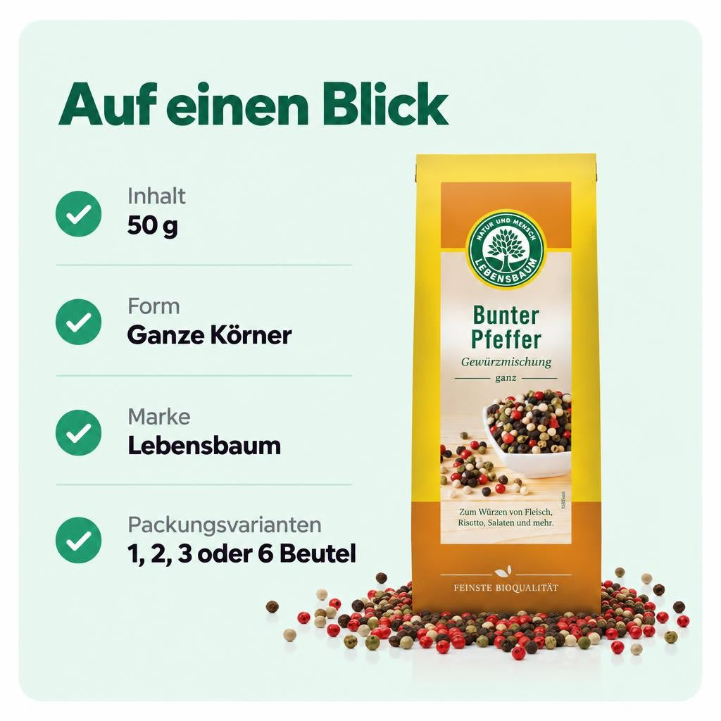 Lebensbaum Bio Pfeffer Mix bunt ganz - 50g – Bild 3
