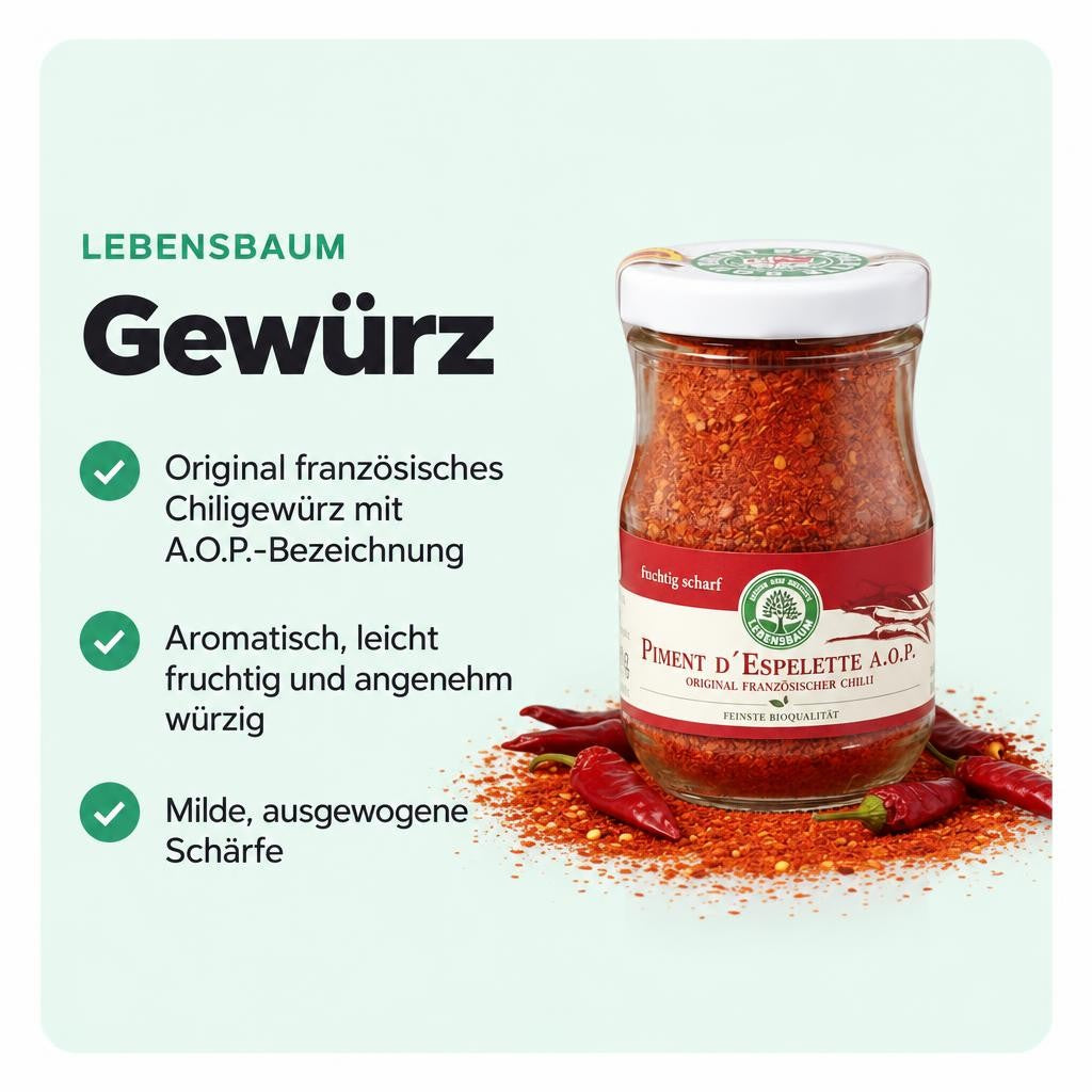 Lebensbaum Piment D`Espelette A.O.P. - Original Französischer Chilli, 50 g – Bild 2