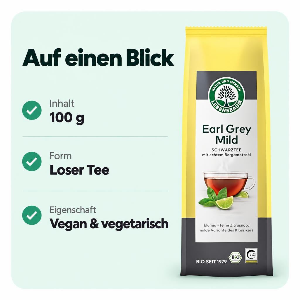 Lebensbaum Schwarztee Earl Grey - milder Bio-Schwarztee - loser Tee 100g – Bild 3