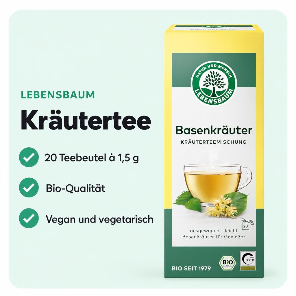 Lebensbaum Tee Basenkräuter, Bio-Kräutertee, ausgewogen & leicht, 20 Teebeutel à 1,5g -30 g – Bild 2