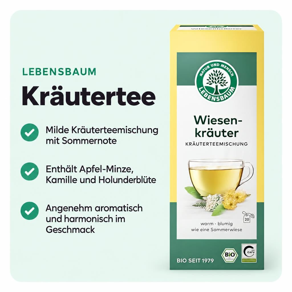 Lebensbaum Wiesenkräuter, Bio Kräutertee-Mischung, 20 Teebeutel - 35 g – Bild 2