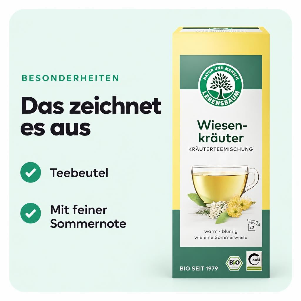 Lebensbaum Wiesenkräuter, Bio Kräutertee-Mischung, 20 Teebeutel - 35 g – Bild 5