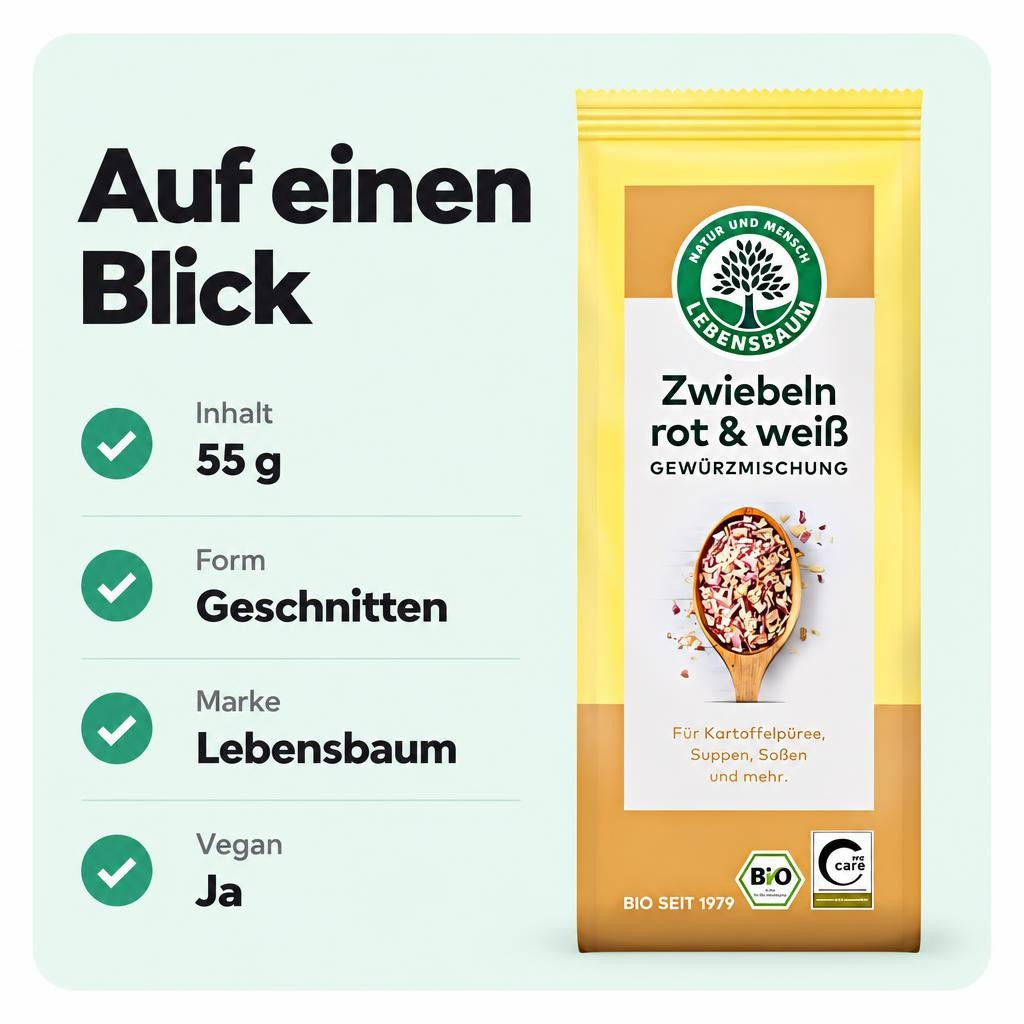 Lebensbaum Zwiebeln rot & weiß, Bio-Gewürzmischung geschnitten 55 g – Bild 3