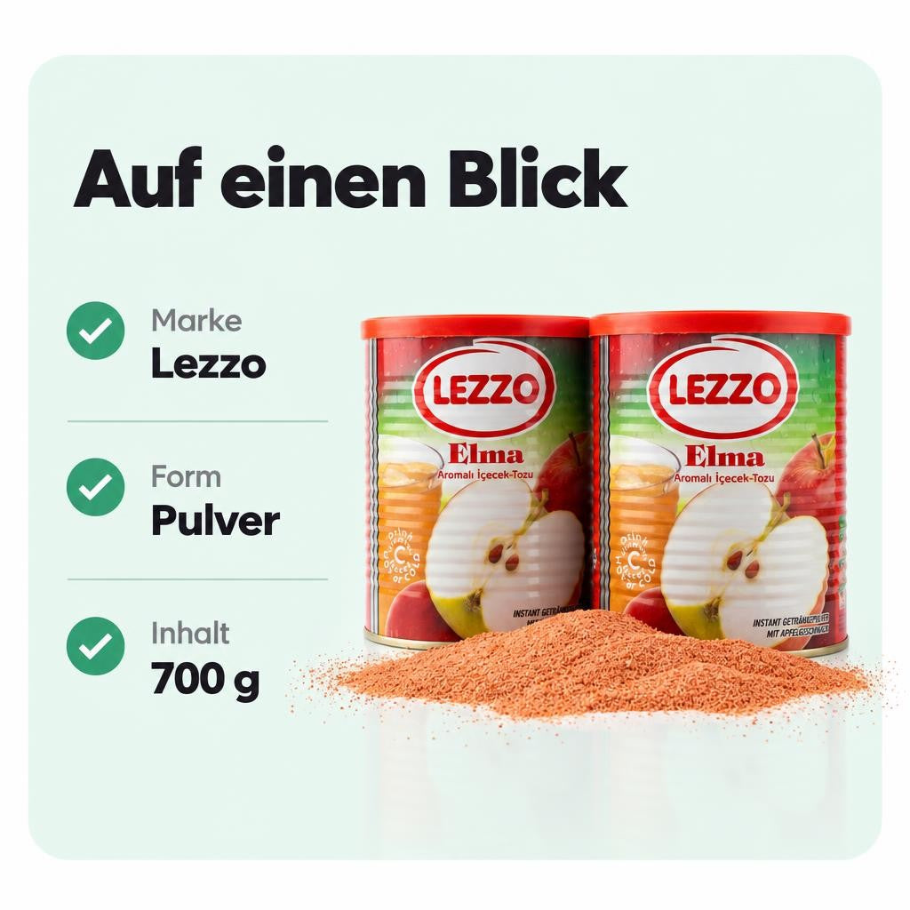 Lezzo Apfel - Instantgetränk mit Apfelgeschmack ab 700g – Bild 3