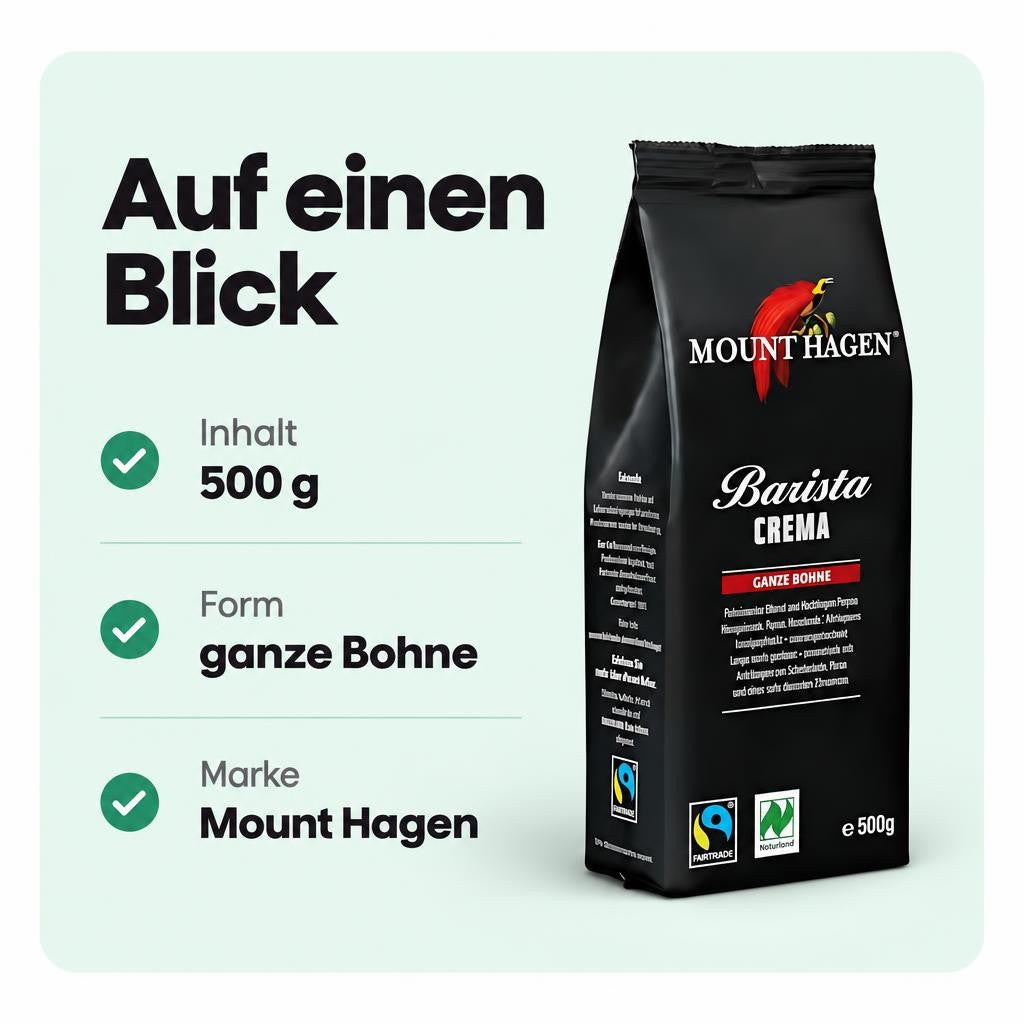 Mount Hagen bio & fair  Barista Crema, ganze Bohne, 500g – Bild 3