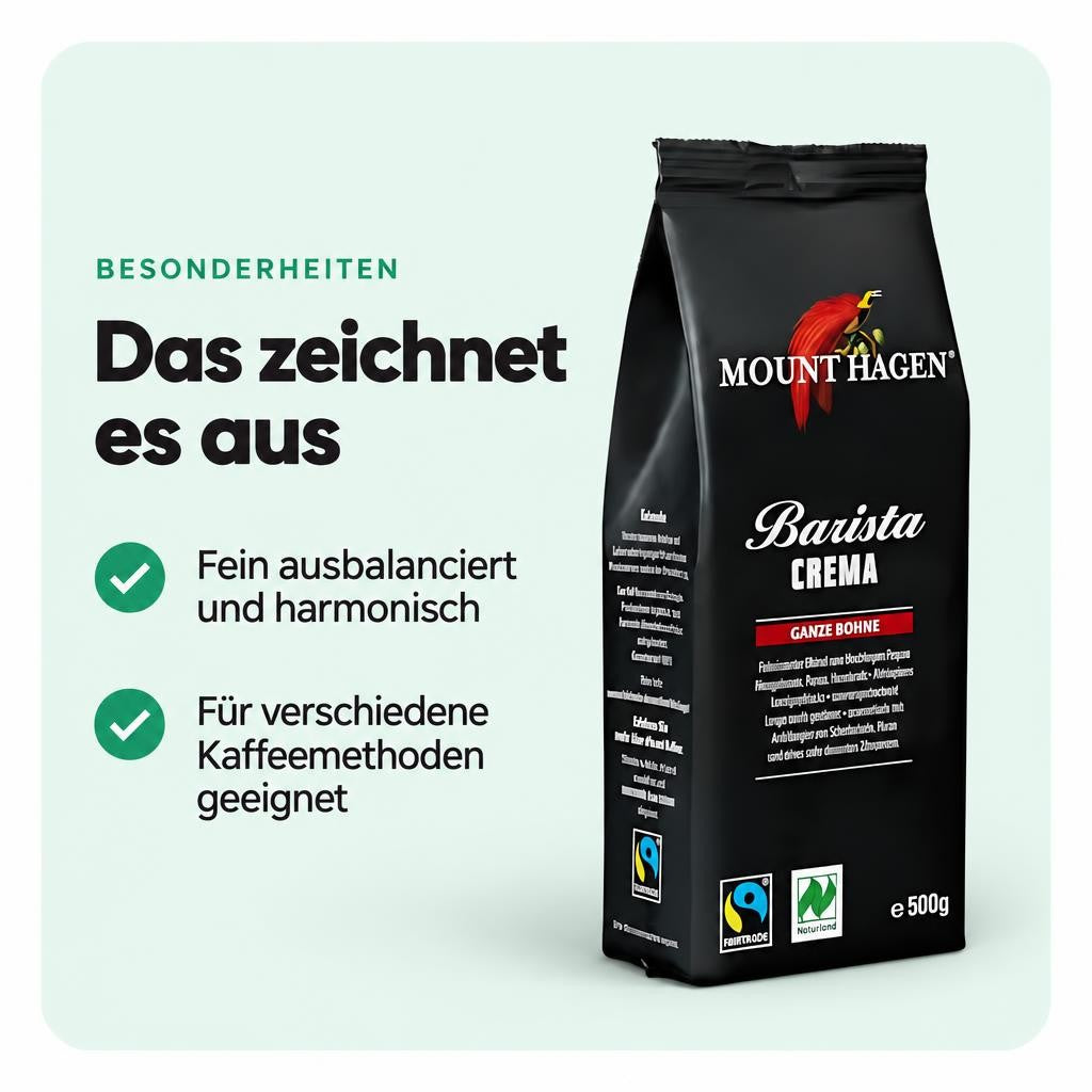 Mount Hagen bio & fair  Barista Crema, ganze Bohne, 500g – Bild 5