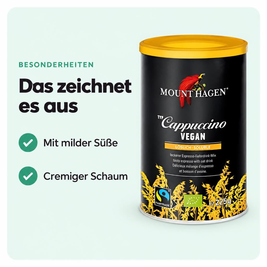 Mount Hagen Hafer-Cappuccino , vegan, bio & fair , 225g, Dose – Bild 5