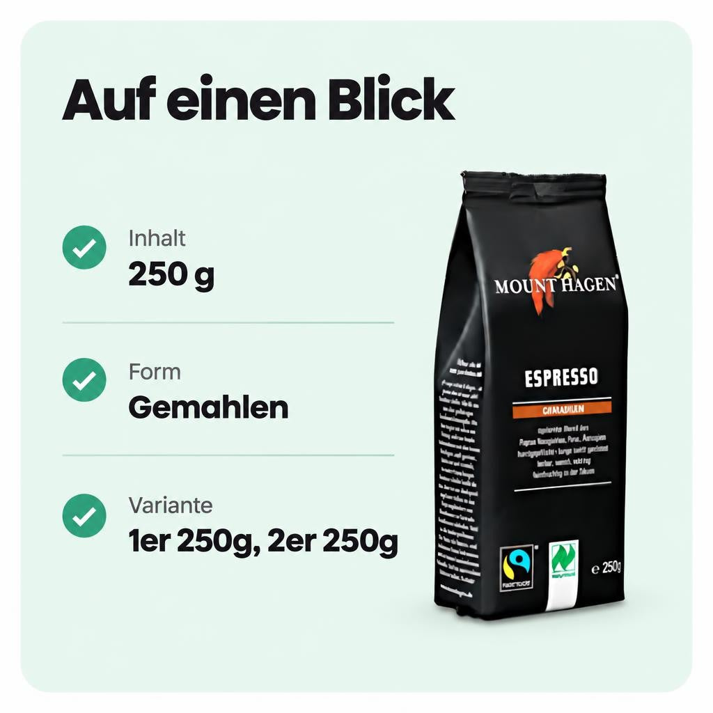 Mount Hagen Bio FT Naturland Espresso Gemahlen 250g – Bild 3