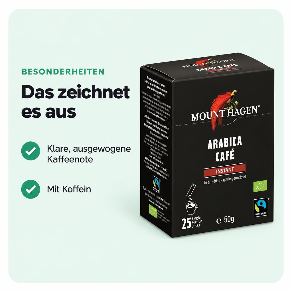 Mount Hagen Bio FT Naturland Instant Kaffee Sticks, 25x2g – Bild 5