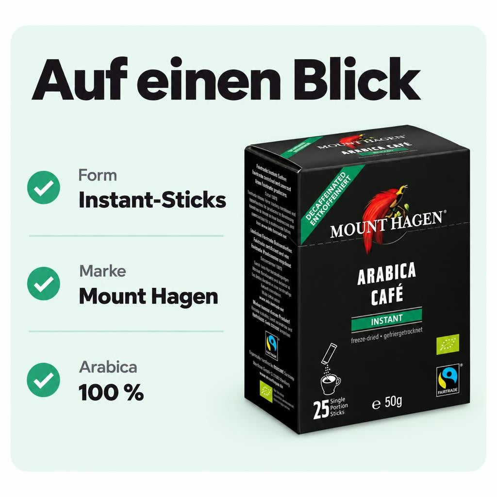 Mount Hagen bio & fair Arabica Kaffee, decaf Instant, 25x2g – Bild 3