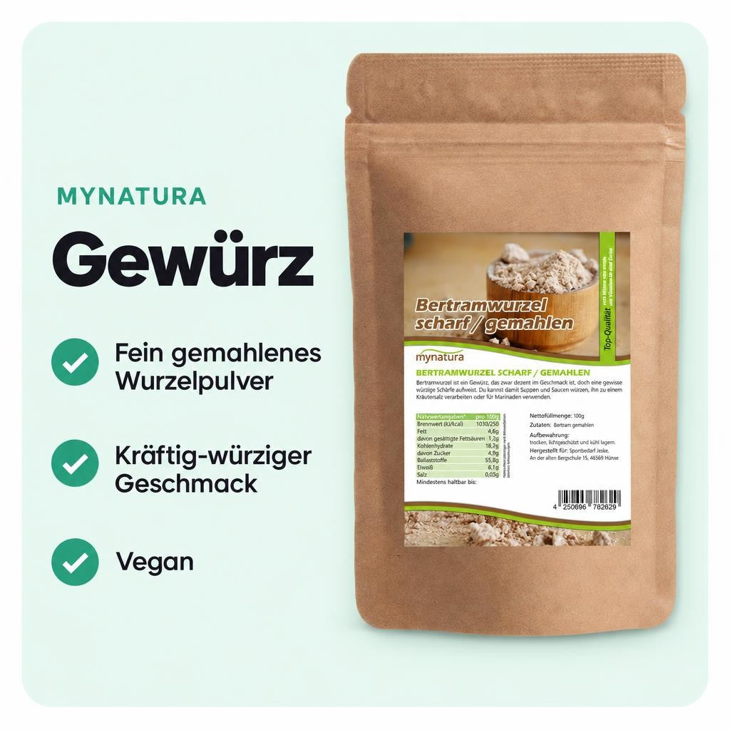 Mynatura Bertramwurzel - gemahlen - scharf in verschiedenen Größen – Bild 2