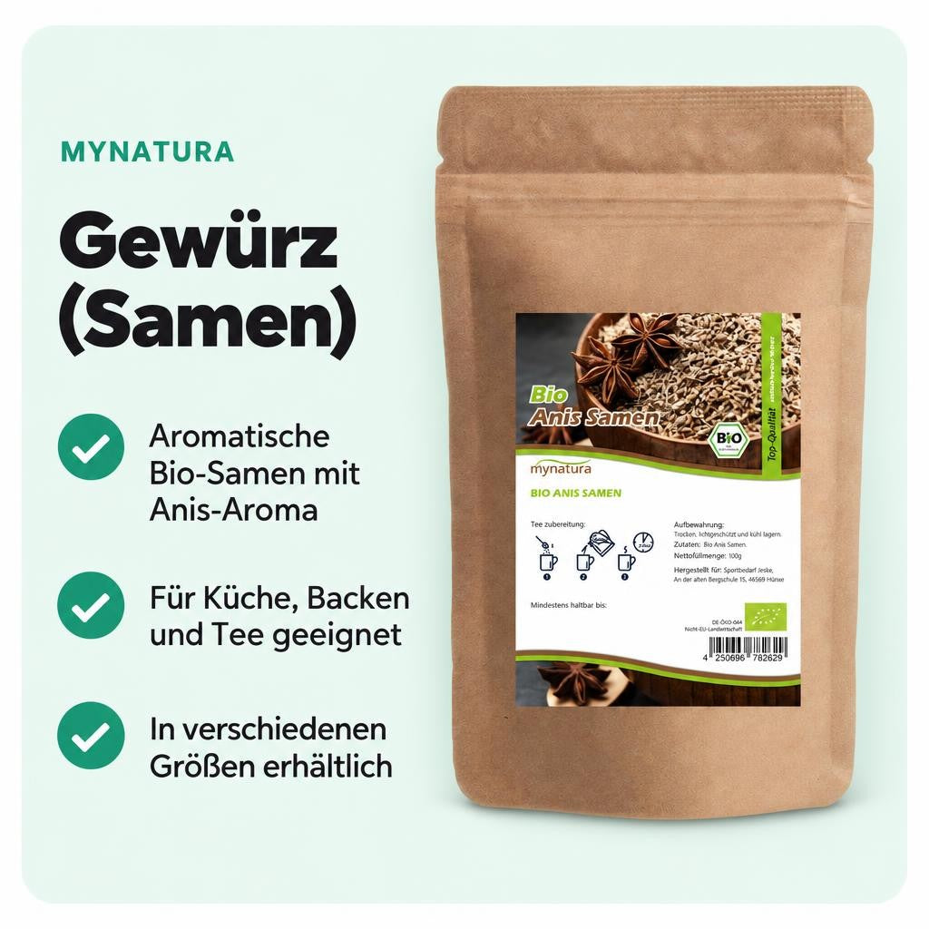 Bio Anis Samen mit intensivem Aroma – ideal für Backen, Kochen und Tee.