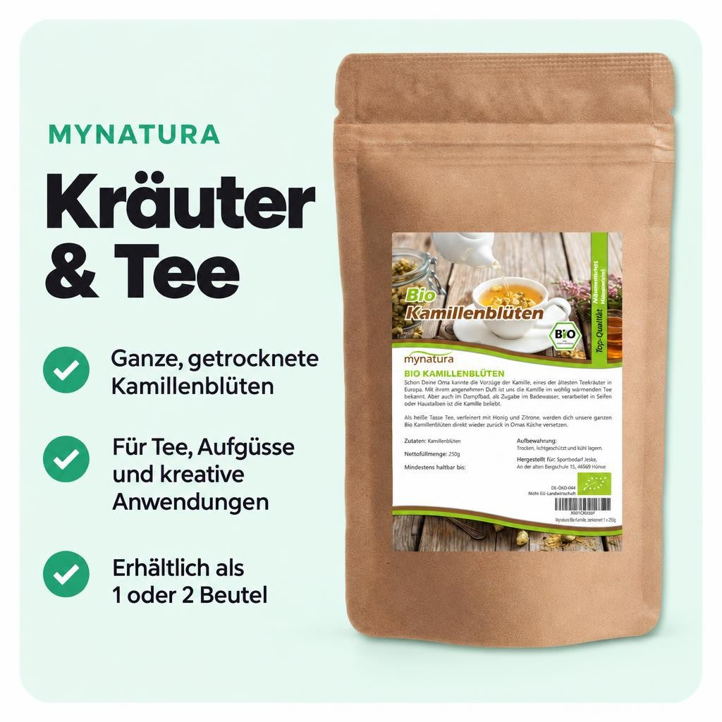 Mynatura Bio Kamillenblüten getrocknet ganz - 250g Beutel – Bild 2