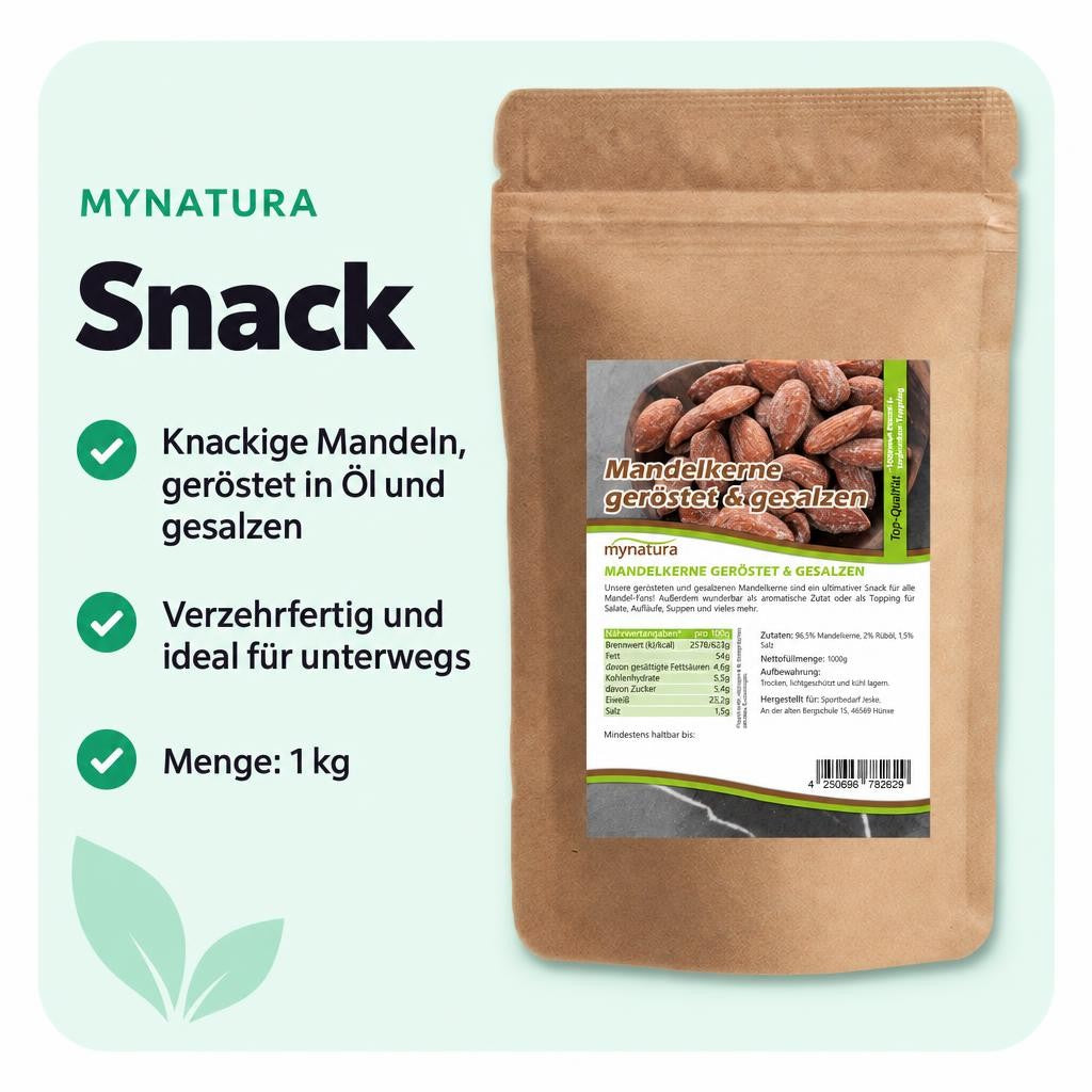 Mynatura Mandelkerne, geröstet in Öl und gesalzen 1Kg – Bild 2