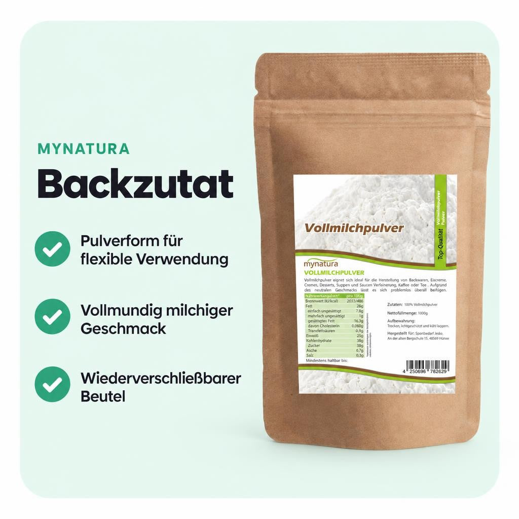 Fein lösliches Vollmilchpulver für vielseitigen Einsatz in der Küche.