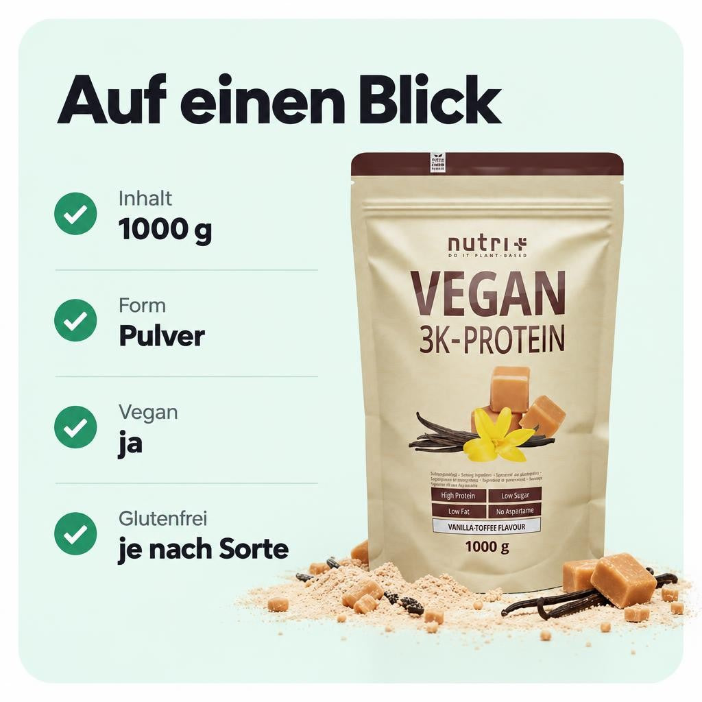 Nutri+ Veganes 3K Eiweißpulver 1000g – Bild 3