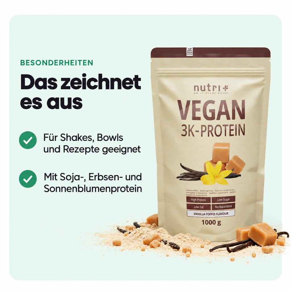 Nutri+ Veganes 3K Eiweißpulver 1000g – Bild 5
