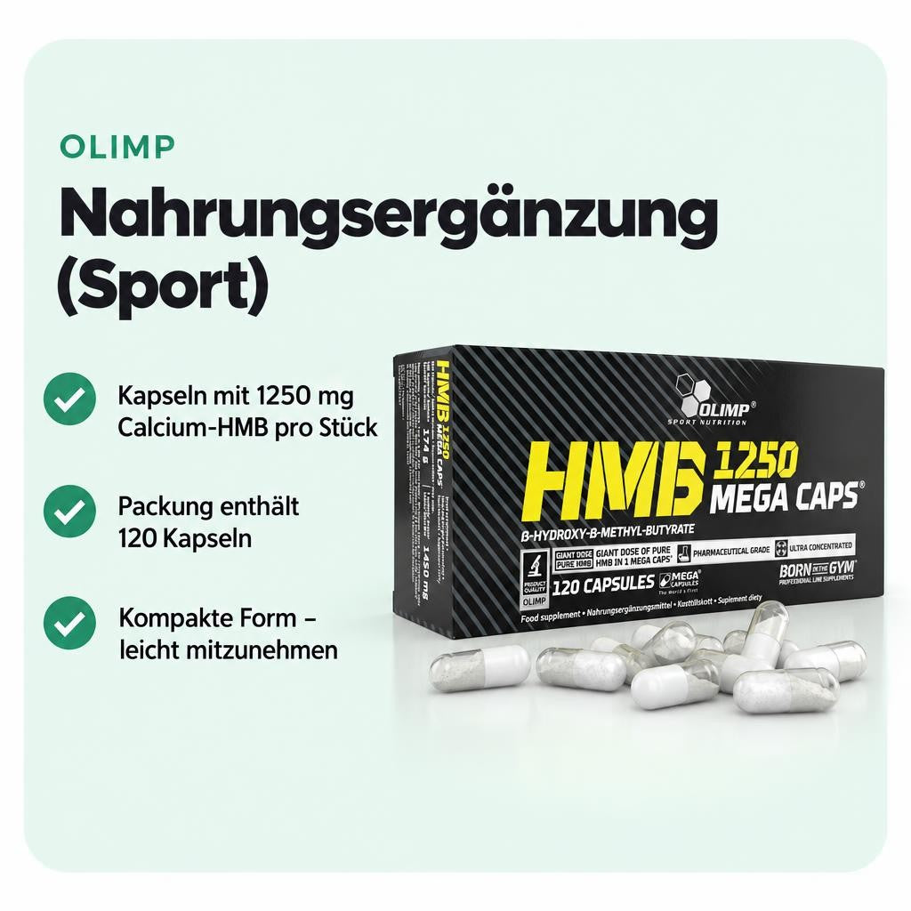 Hochdosierte Kapseln mit Calcium-β-Hydroxy-β-Methylbutyrat für Sport und Training.