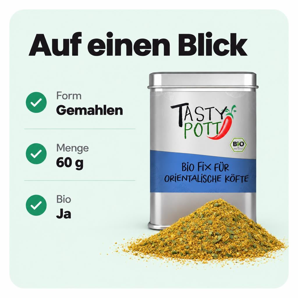 Tasty Pott bio Orientalisches Köfte Gewürz – 60g Dose – Bild 3