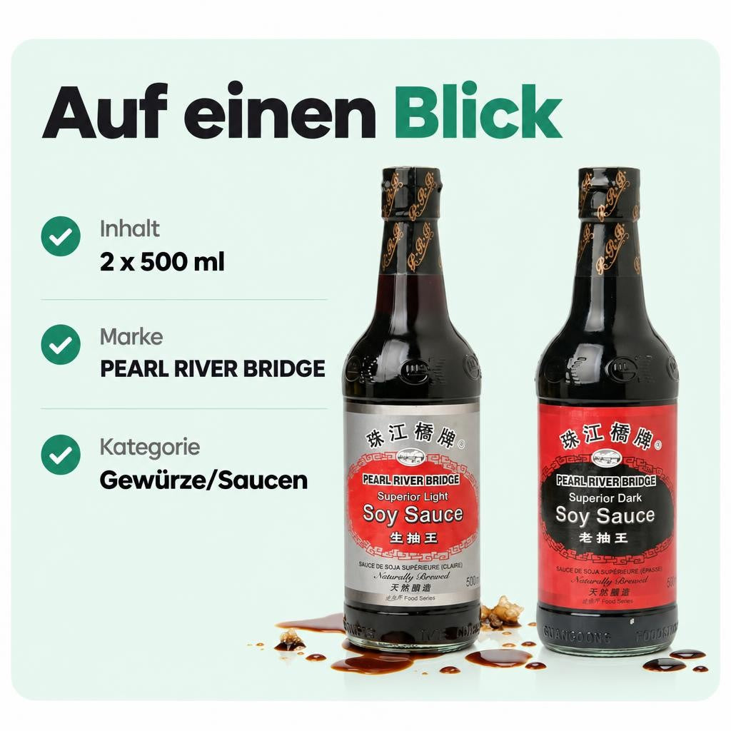 Pearl River Bridge Doppelpack: Sojasauce Hell + Dunkel Mix (2x500ml) – Bild 3