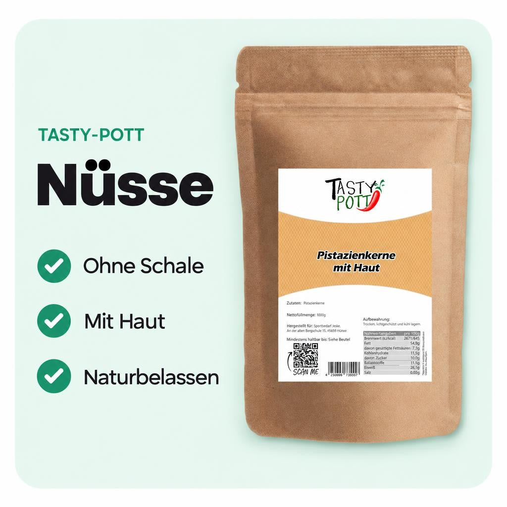 Tasty Pott Pistazienkerne, mit Haut - ohne Schale - im Beutel – Bild 2