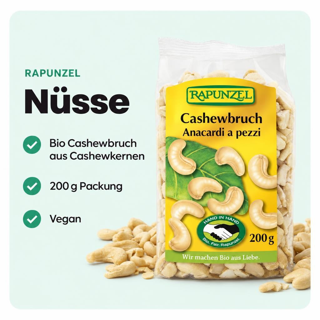 Bio Cashewbruch in praktischer Stückform für vielseitige Rezepte.