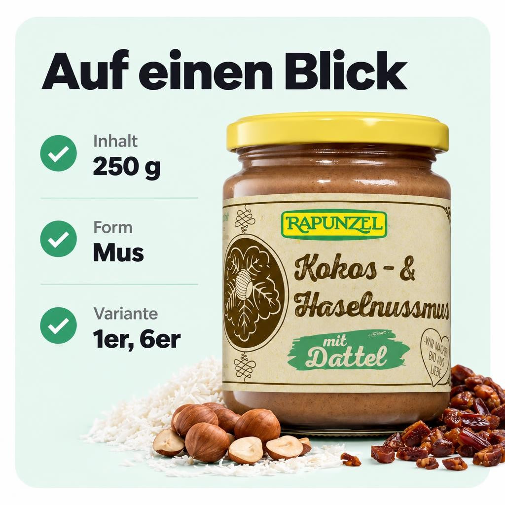 Rapunzel Bio Kokos Haselnussmus mit Dattel - 250g – Bild 3