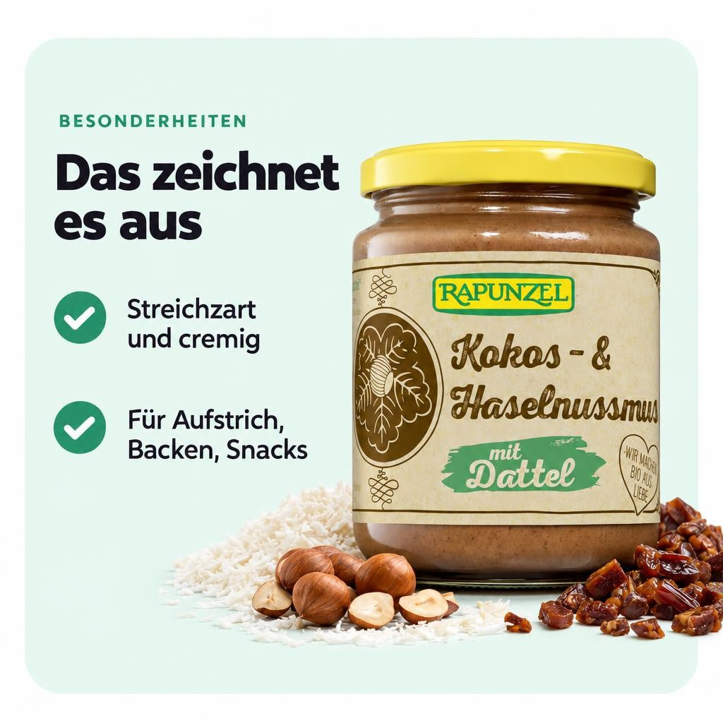Rapunzel Bio Kokos Haselnussmus mit Dattel - 250g – Bild 5