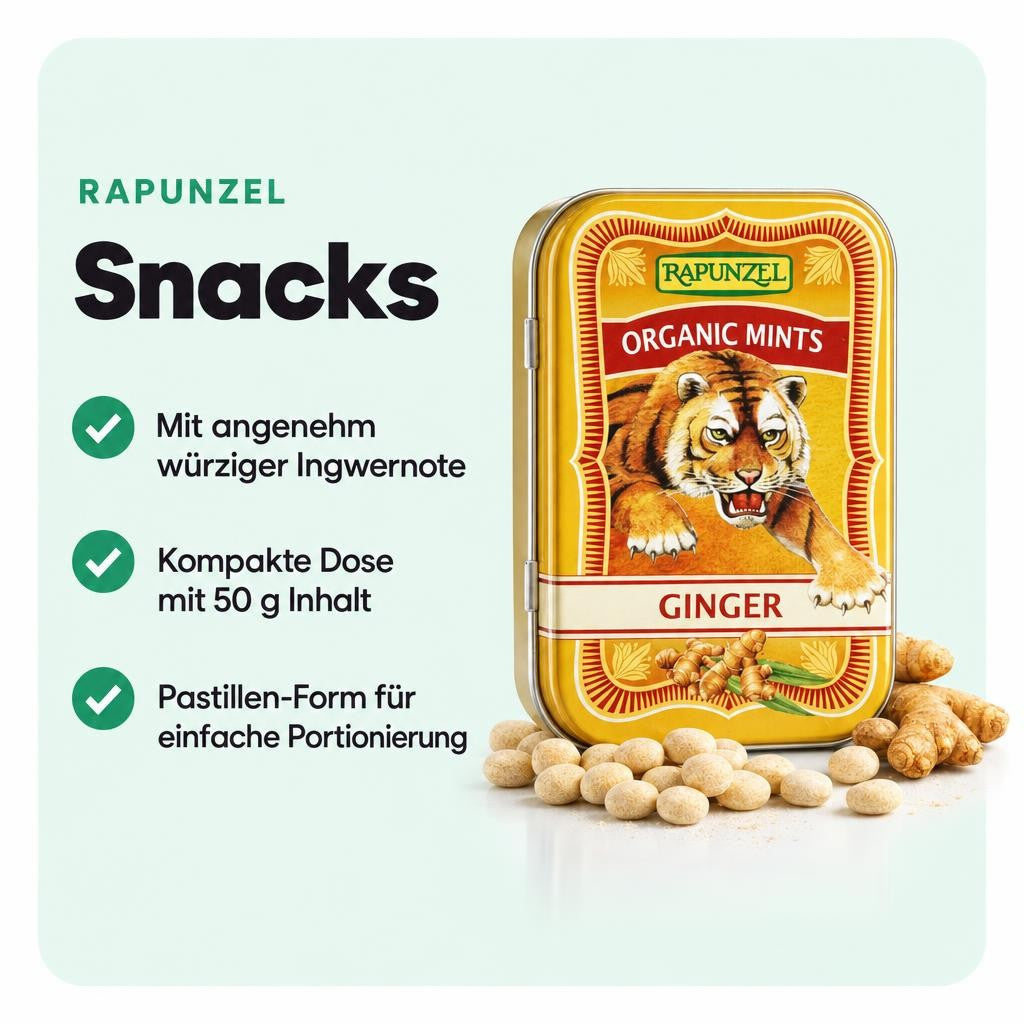 Aromatische Ingwer-Frische in Pastillenform – ideal für unterwegs.