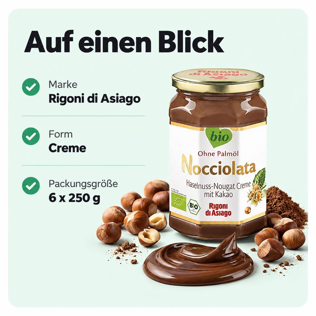 Rigoni di Asiago Nuss Nougat Creme, Haselnusscreme mit Kakao (6x250g) – Bild 3