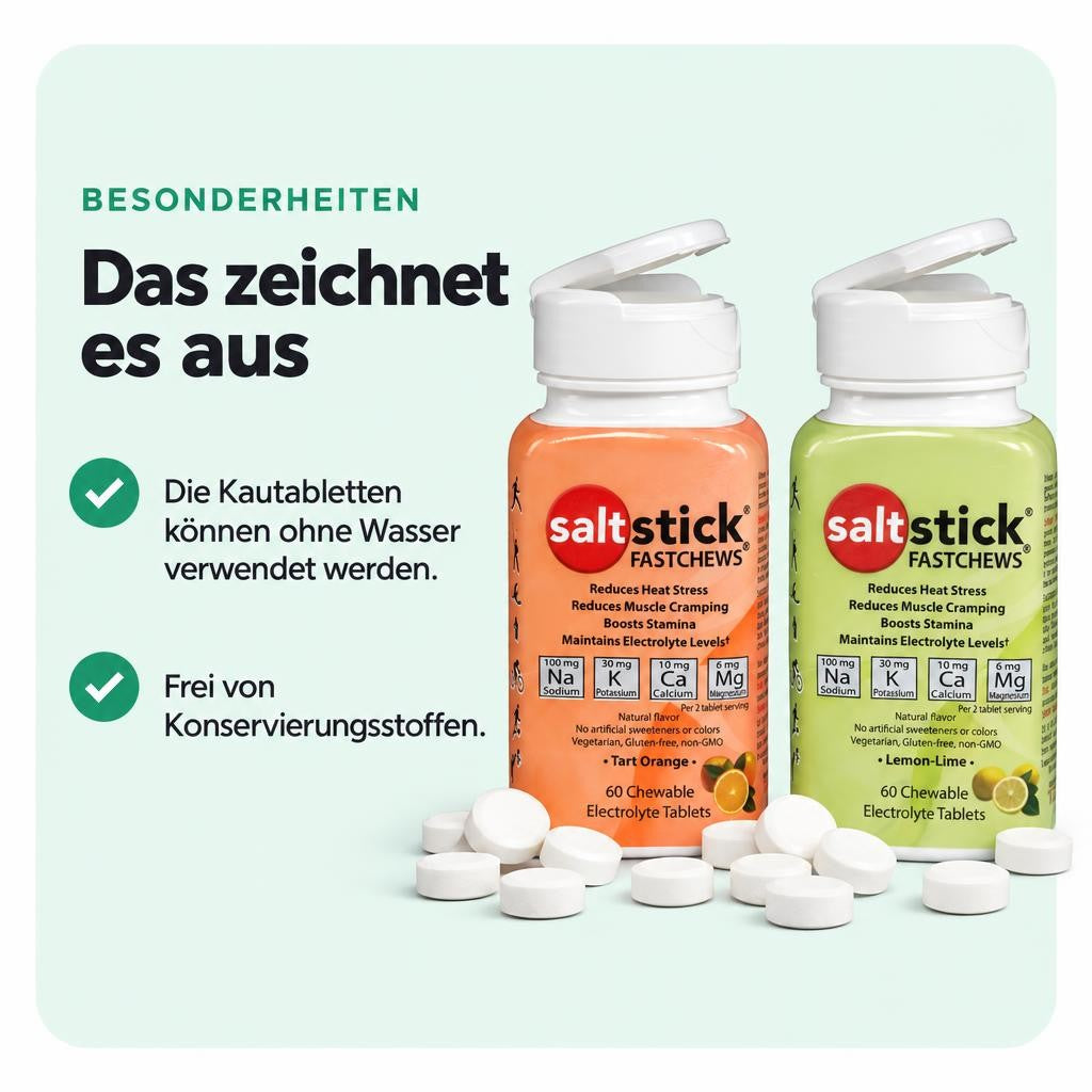 SaltStick Fast Chews Elektrolyt-Kautabletten - 96g (60 Kautabletten) – Bild 5