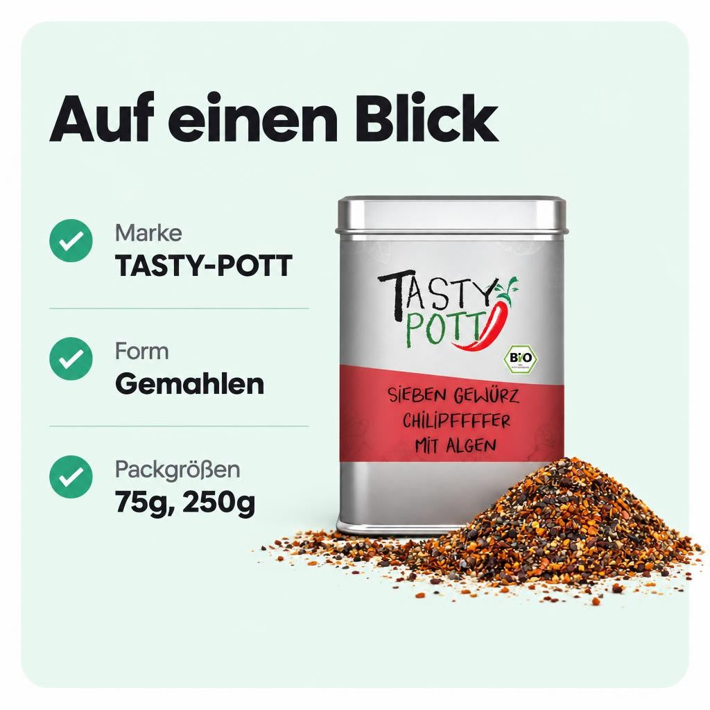 Tasty Pott Scharfer 7 Gewürze Chilipfeffer mit Algen - im Beutel – Bild 3