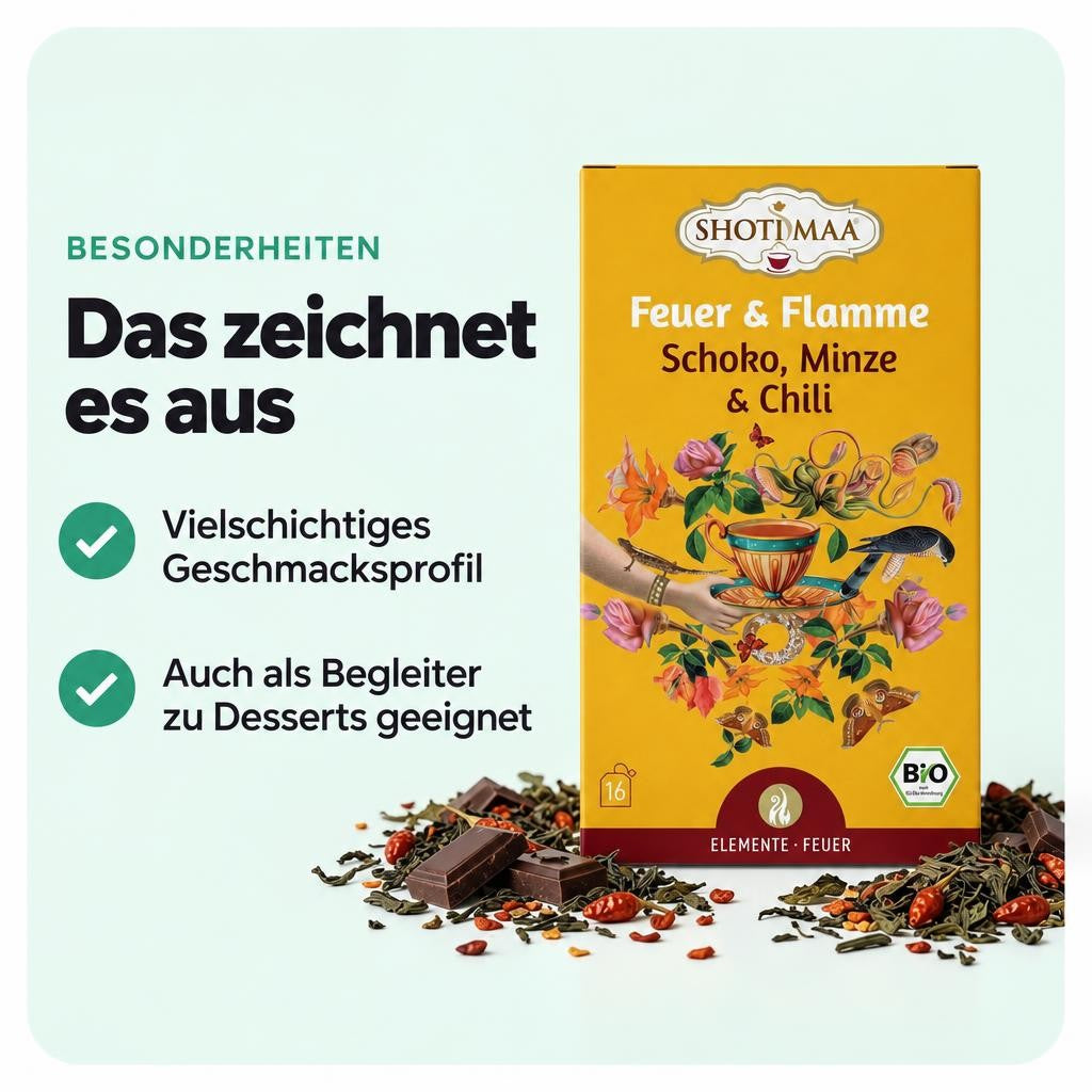 Shoti Maa Bio Ayurveda-Tee - Feuer & Flamme - Schoko, Minze & Chili 32g – Bild 5