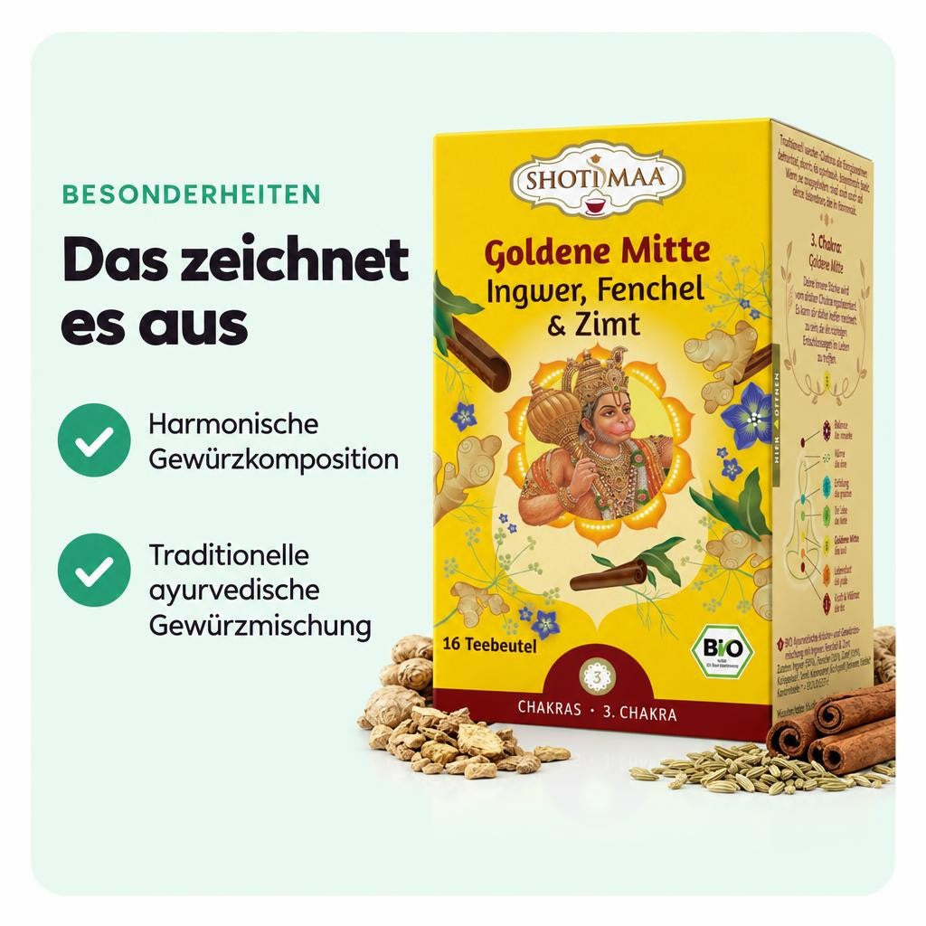Shoti Maa Bio Ayurveda-Tee - Goldene Mitte - Ingwer, Fenchel & Zimt - 32g – Bild 5