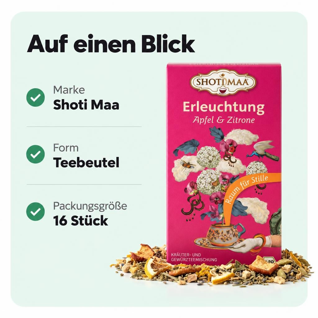 Fruchtige Teemischung mit Apfel und Zitrone in Bio-Qualität.