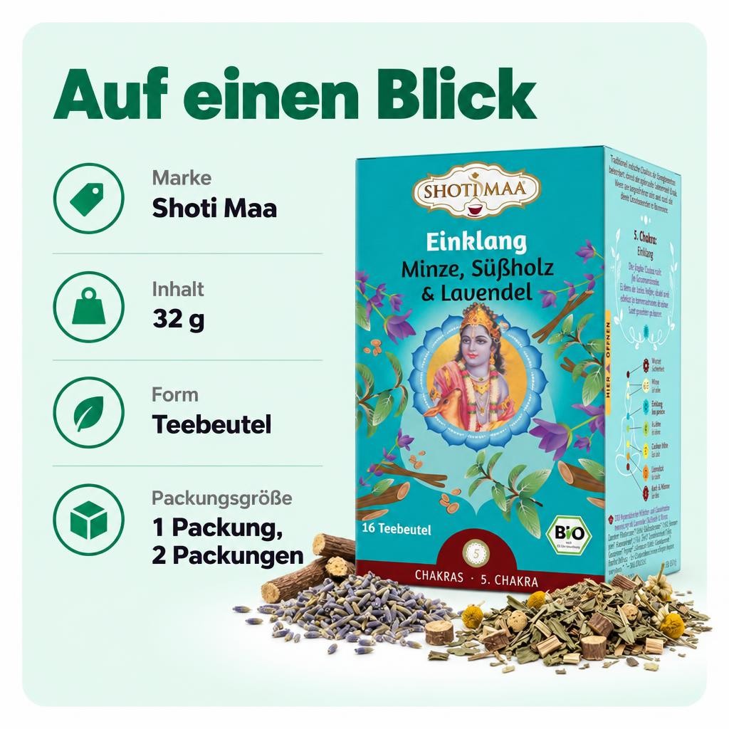 Shoti Maa Bio Ayurveda Tee - Einklang - Mit Minze Süßholz Lavendel 32g – Bild 3