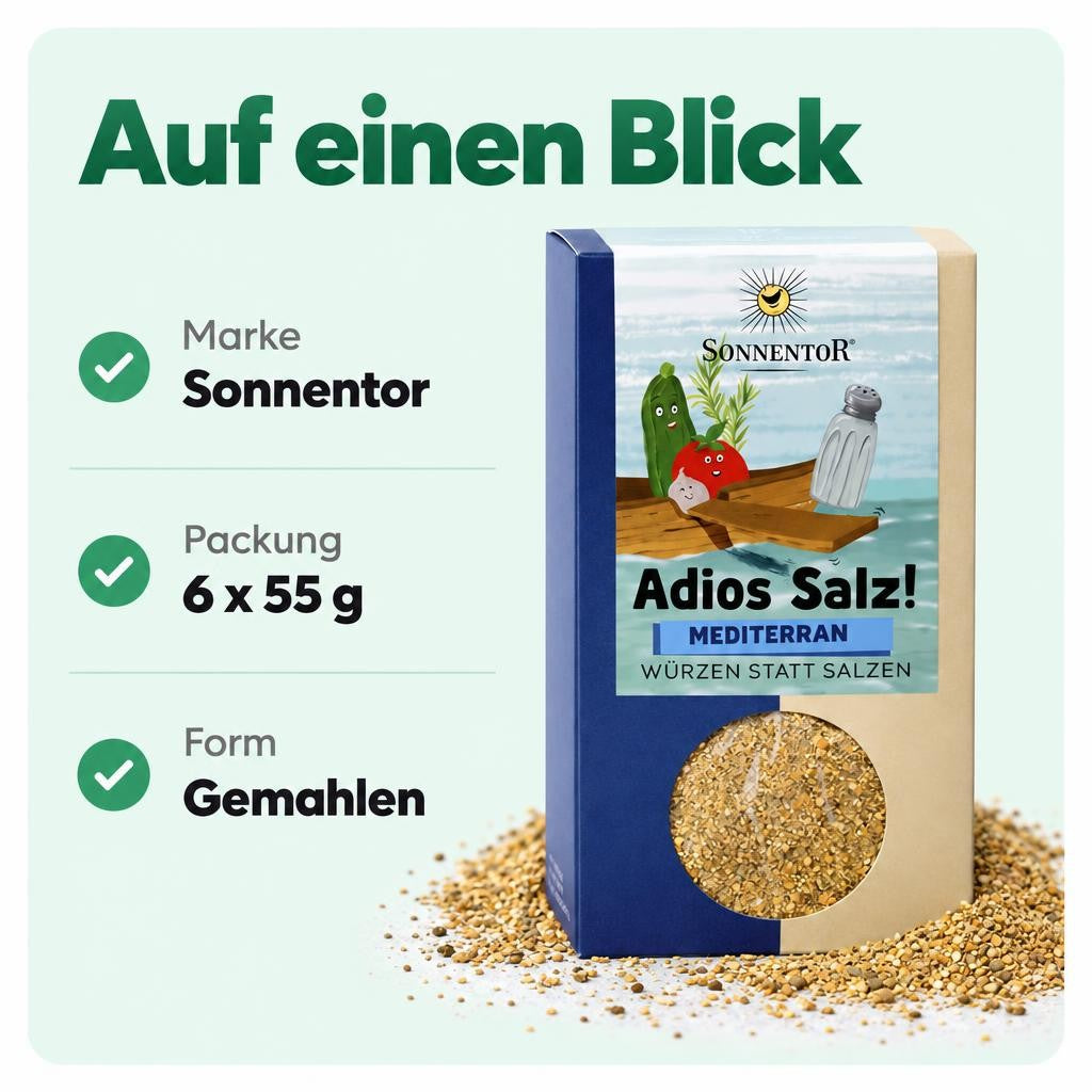 Sonnentor Bio Adios Salz Gemüsemischung - mediterran (6x 55g) – Bild 3