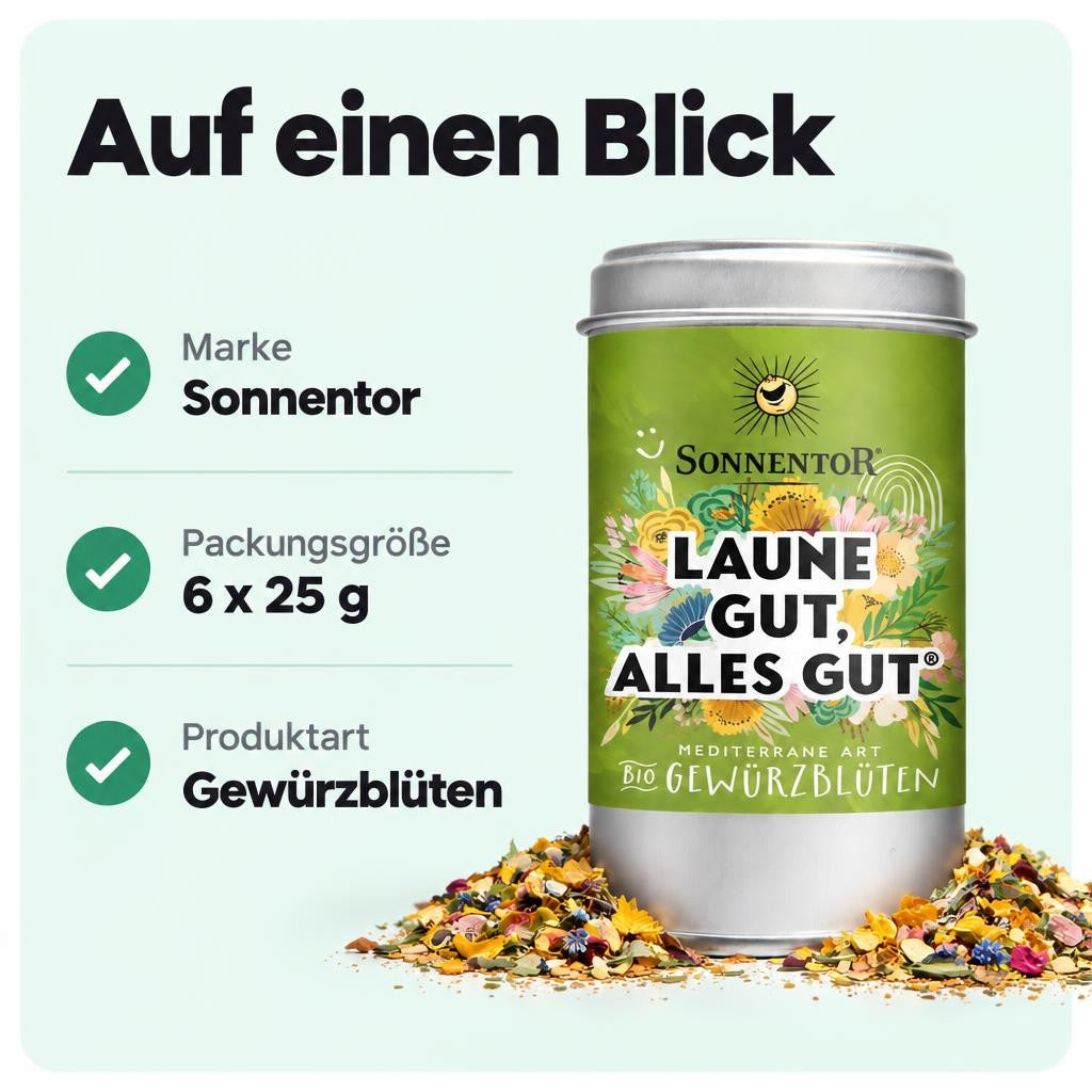 Sonnentor Bio Laune gut, alles gut Gewürzblüten (6x 25g) – Bild 3