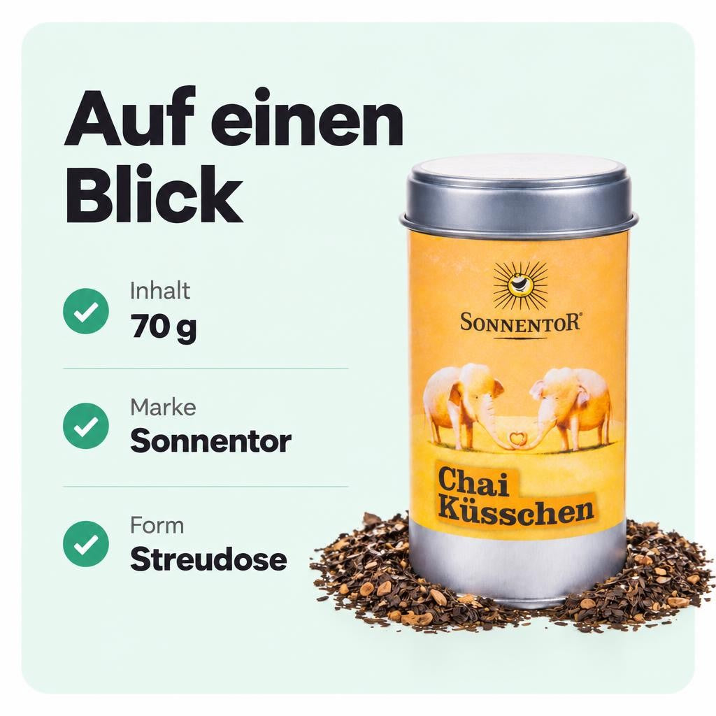 Sonnentor bio Chai Küsschen Gewürz - Blüten Zubereitung Streudose, 70g – Bild 3